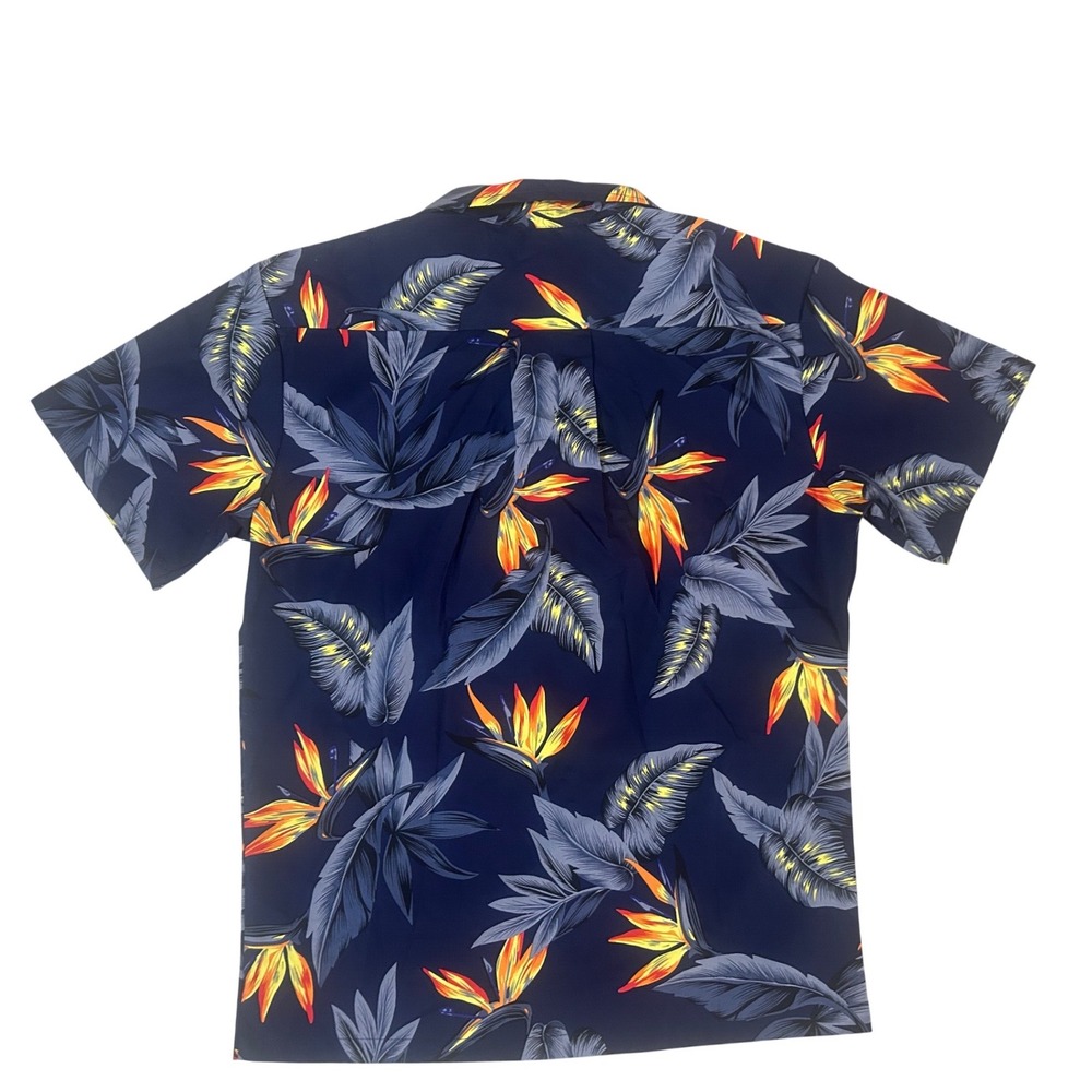 Palmwave Hawaii Aloha Shirt Mens S Navy Blue New Bird of Paradise 18.5x28.5 - Picture 5 of 7